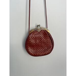 Vintage Woven‎ Crossbody Purse Women One Size Brown Leather Clasp Closure